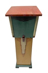 Art Deco Pedestal Table, Hand-Painted Pine, Dutch Design, 1920s